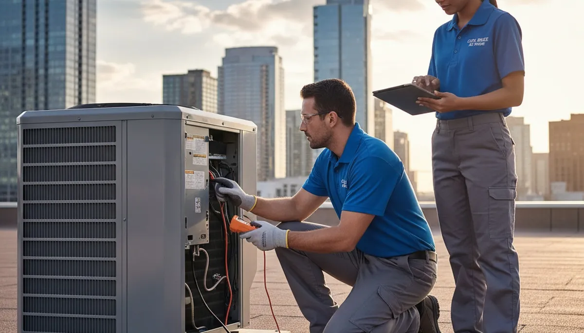 Technician performing AC repair in Nashville TN home for Five Star Cooling service